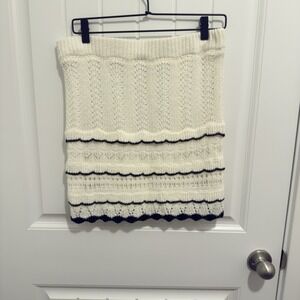 Lost+Wander White Black Trim Layered Crochet Skirt Elastic Waist Size M/L